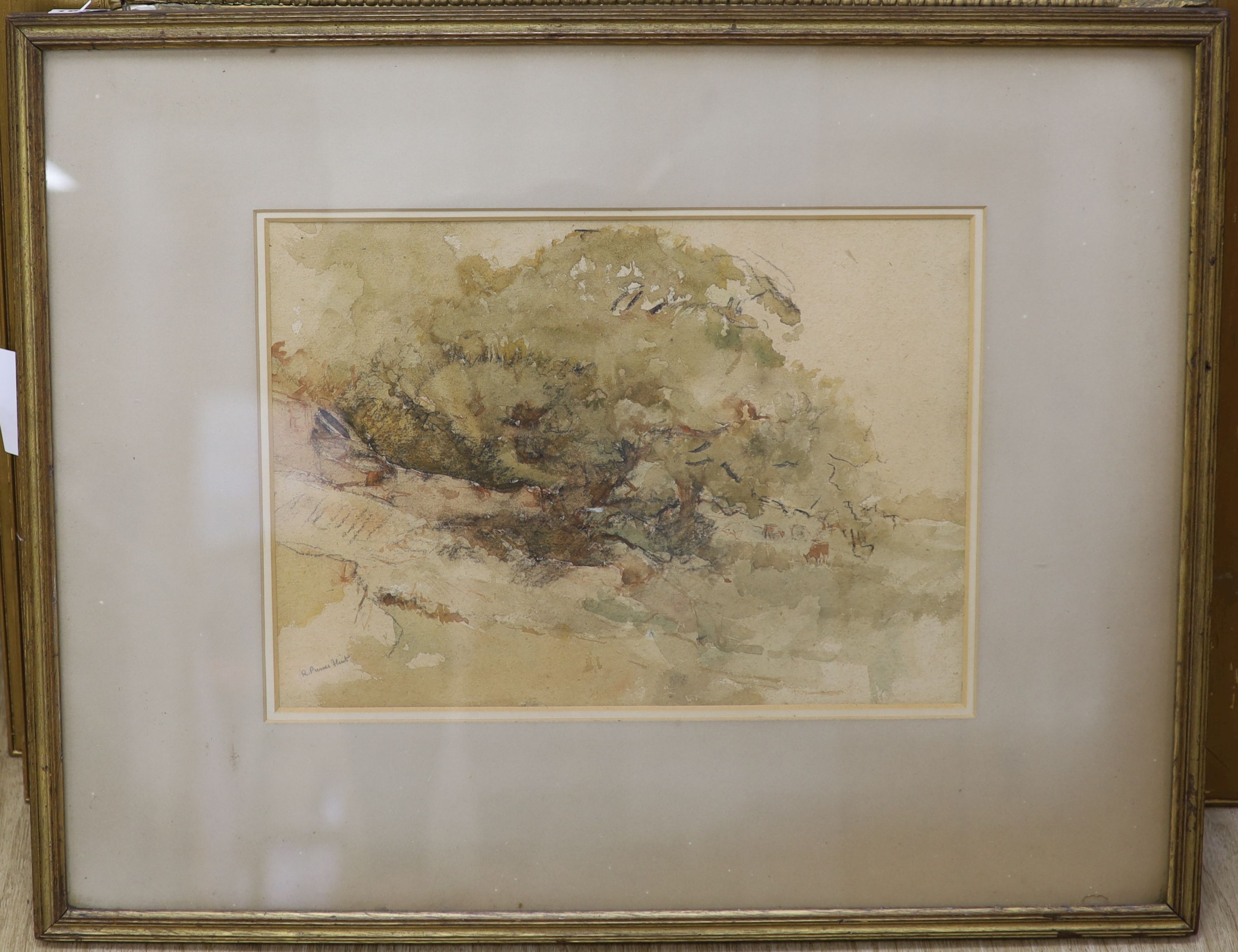 Robert Purvis Flint (1883-1947), watercolour, Rocks and trees, signed, 27 x 37cm